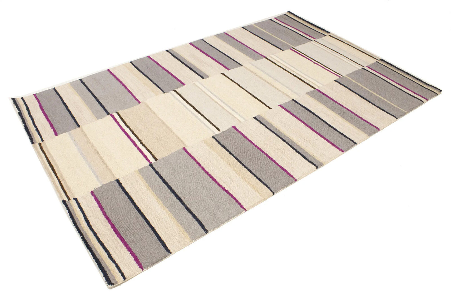 Contemporary Multicolored Stripes 5X8 Hand-Tufted