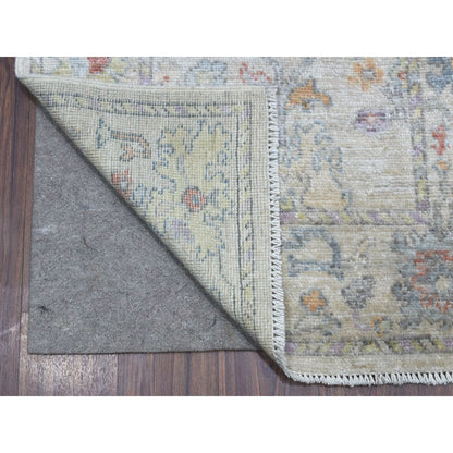 2'10"X16' Hand Knotted Soft Wool Angora Oushak Light Gray Xl Runner Rug
