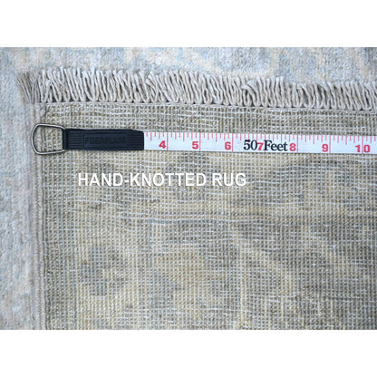 2'6"X11'7" Gray White Wash Peshawar Hand Knotted 100% Wool Runner Rug