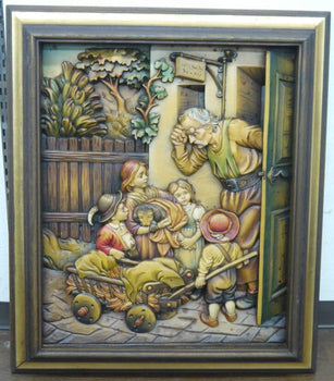 ANRI Wood Carving Wall Plaque Franz von Defregger Relief Italy Handcrafted