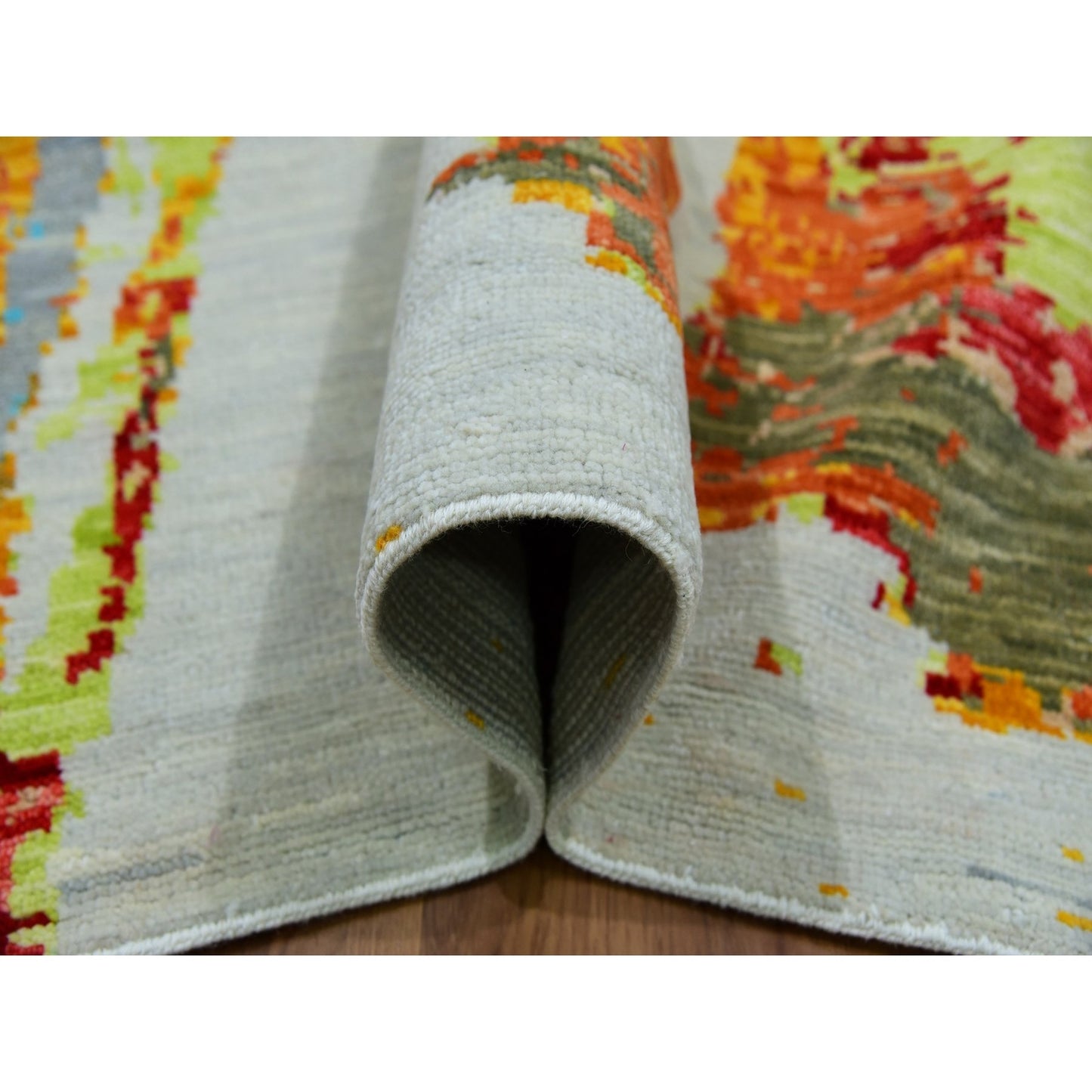 10'3"X14' Daisy Ivory Modern Abstract Design Pure Wool Hand Knotted Rug