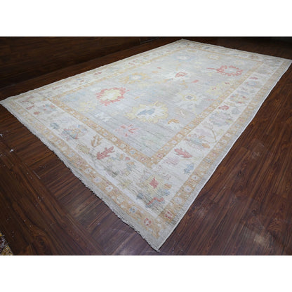 11'X18' Gray Angora Oushak Colors Wool Hand Knotted Oversized Rug