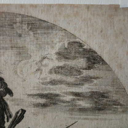 Stefano Della Bella Original Etching 1640 Coloured Man On Horseback Paris Coa