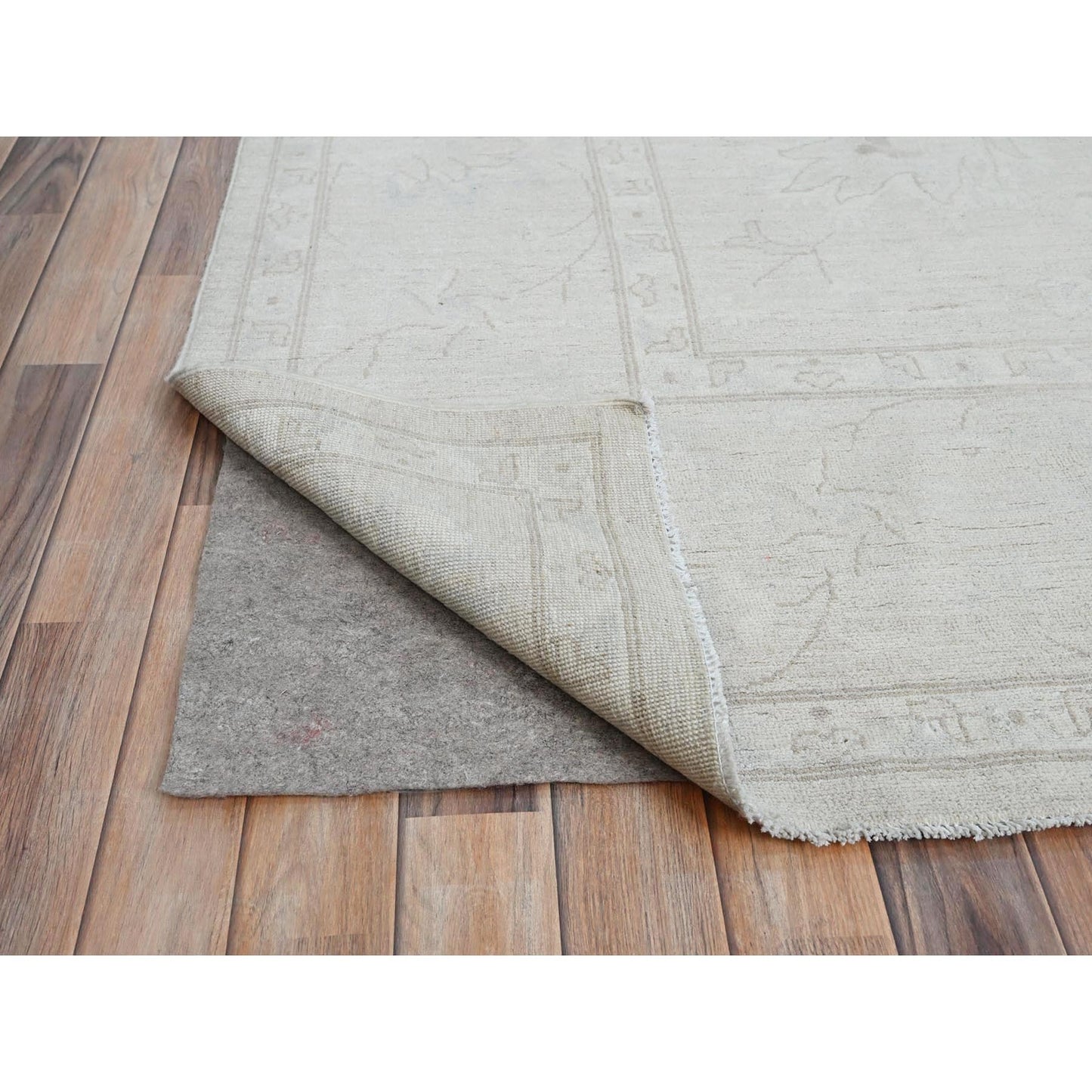 9'10"X13'10" Snow Cap White Hand Knotted Wool Peshawar Oriental Rug
