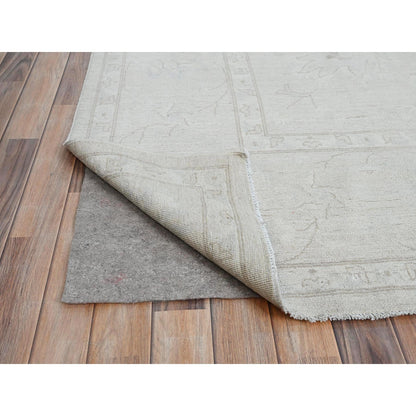 9'10"X13'10" Snow Cap White Hand Knotted Wool Peshawar Oriental Rug