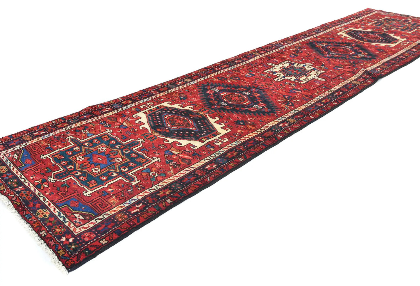 Vintage Hand-Knotted Tribal Runner Rug 3'1X12'7 Rustic Home Oriental Carpet