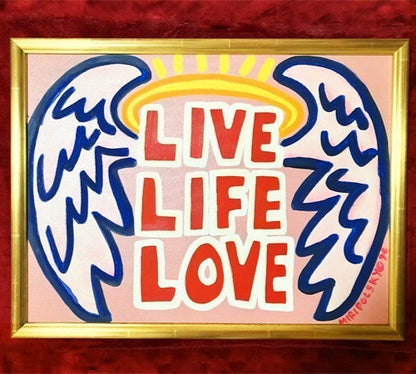 Andre Miripolsky "Live Life Love" Original Signed Acrylic Painting Canvas 1996