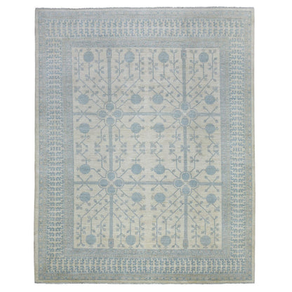 9'X11' Ivory Milk Wash Peshawar, Hand Knotted Pure Wool Natural Dyes, Rug
