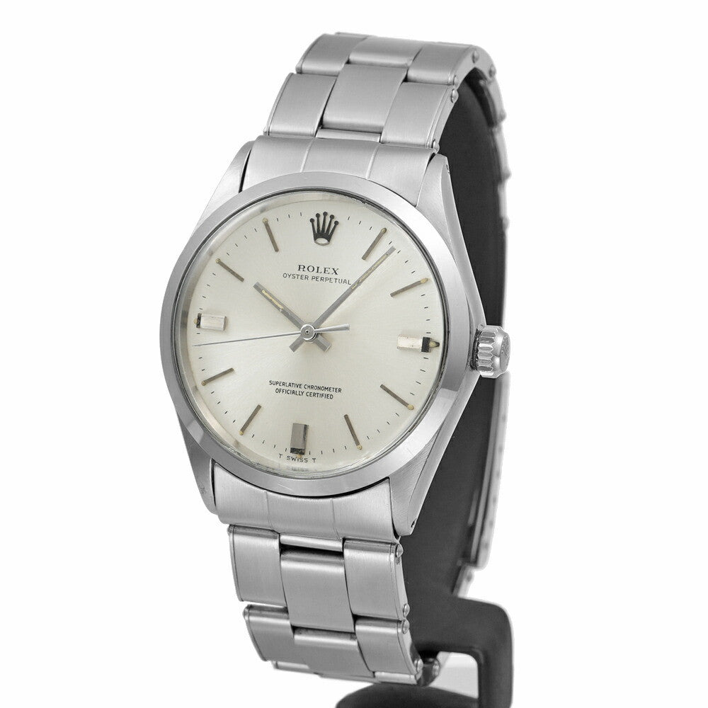 Rolex Oyster Perpetual 1002 Silver Case Size 34Mm34Mm Men'S Used Watch #24174