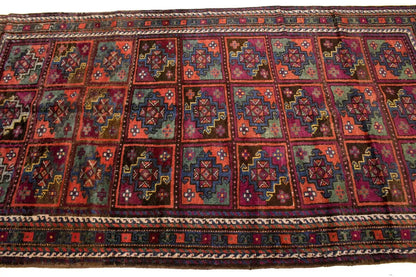 Vintage Violet Brown Oriental Rug Tribal Design