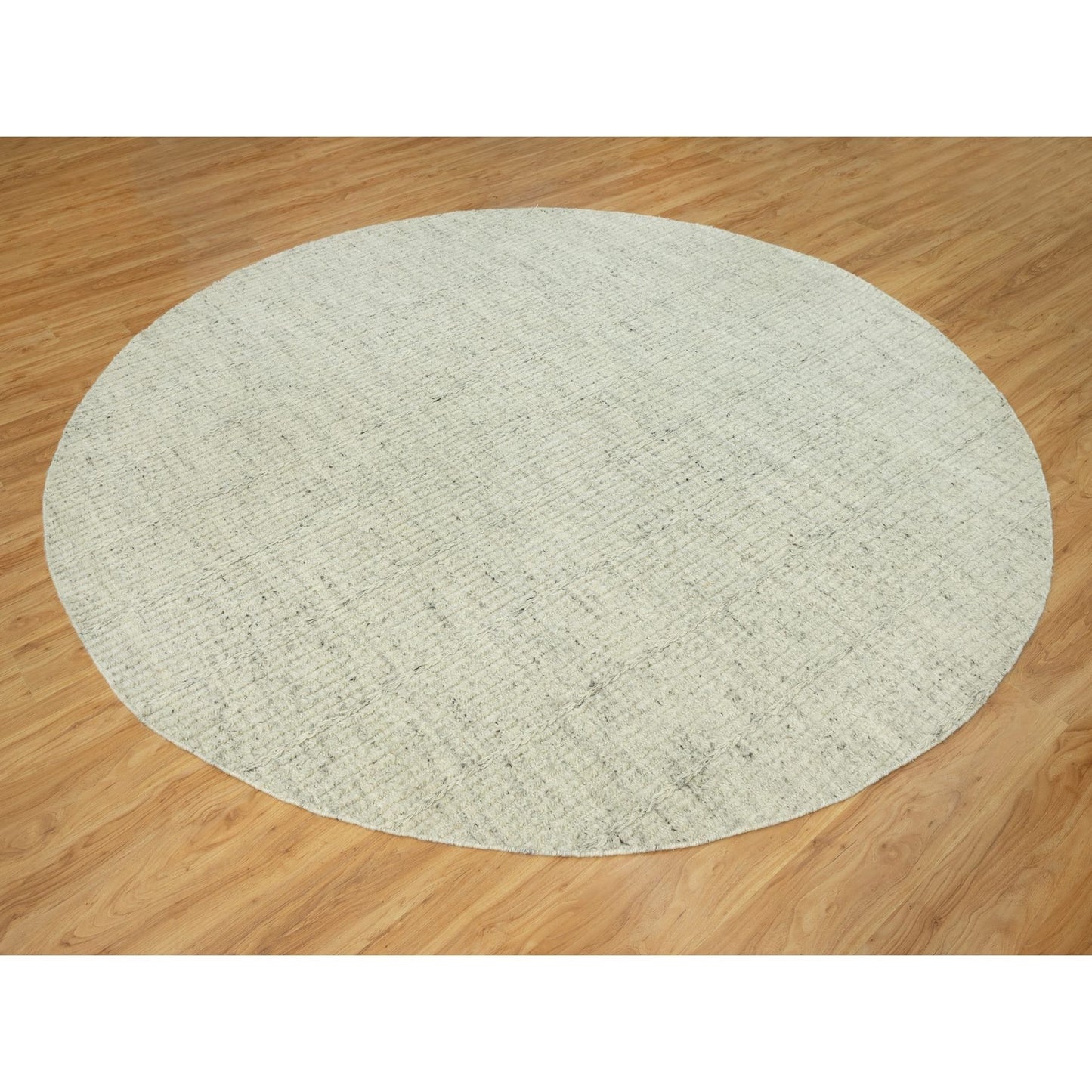 10'X10' Halo Gray Organic Wool Cord Plain Hand Woven Flat Weave Round Rug