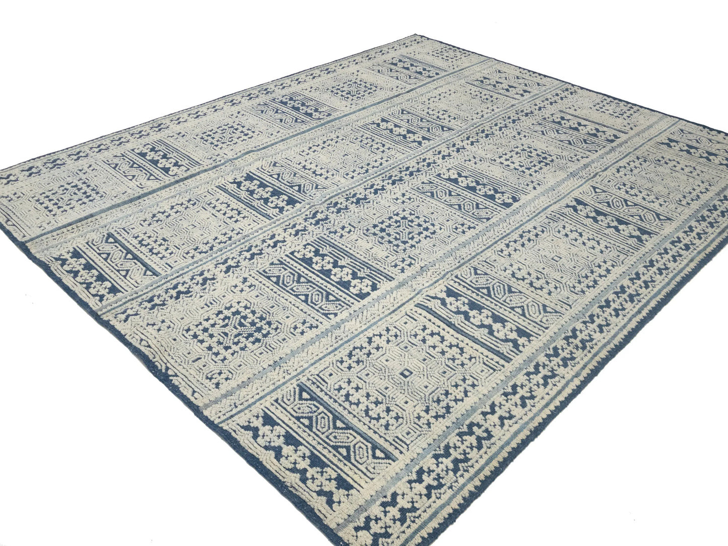 8x10 Large Modern Geometric Oriental Rug Cream High-Low Relief Design Carpet