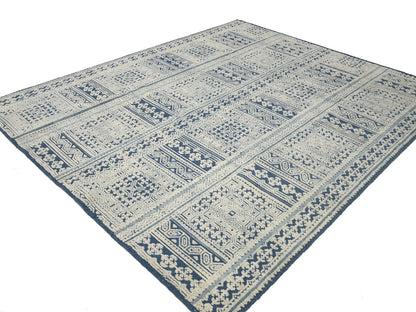 8x10 Large Modern Geometric Oriental Rug Cream High-Low Relief Design Carpet