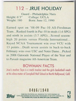 Jrue Holiday 2009 Bowman Card 486/1948