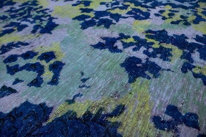 Overdyed Blue Antique Handmade Oriental Rug Distressed Carpet Decor 10X14 ft