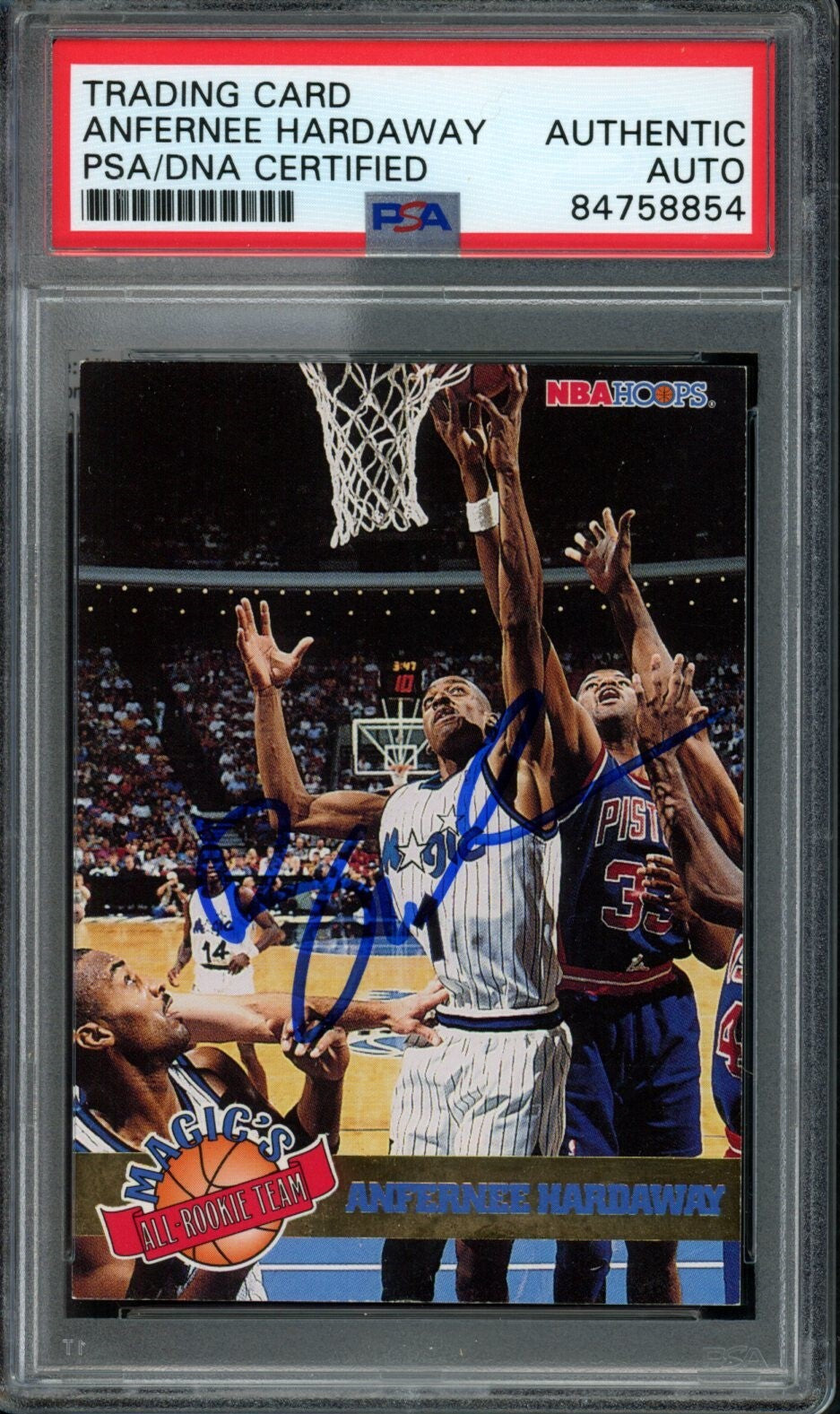 1993-94 Nba Hoops Anfernee Hardaway #3 Rookie Card Signed Magic Psa/Dna 176097