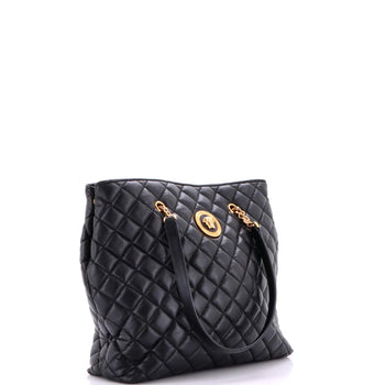 Versace Medusa Icon Chain Zip Tote Quilted Leather Tall