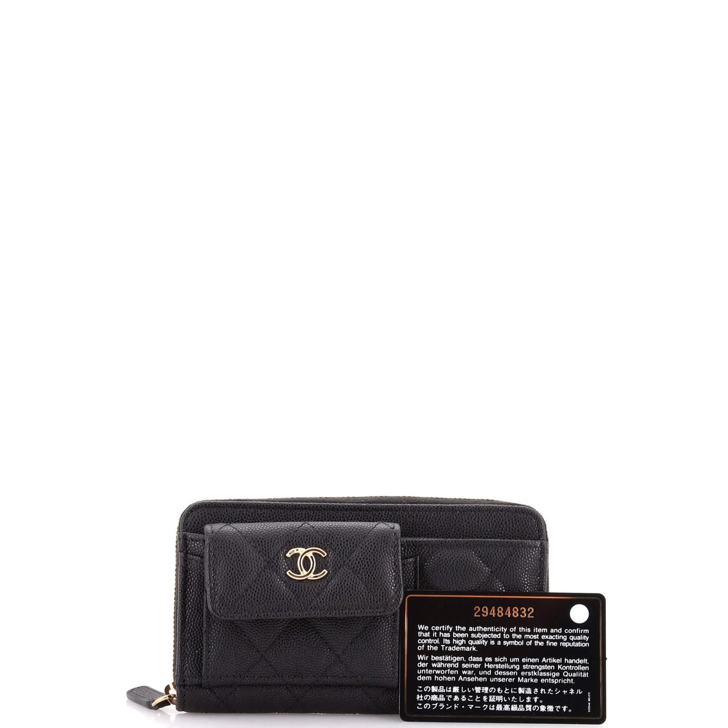Chanel In & Out Zip Around Wallet Quilted Caviar Small