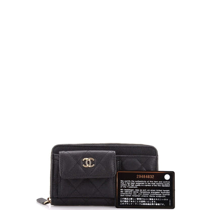 Chanel In & Out Zip Around Wallet Quilted Caviar Small