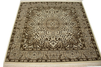 Fine Floral Hand-Knotted Kirman Square 5X5