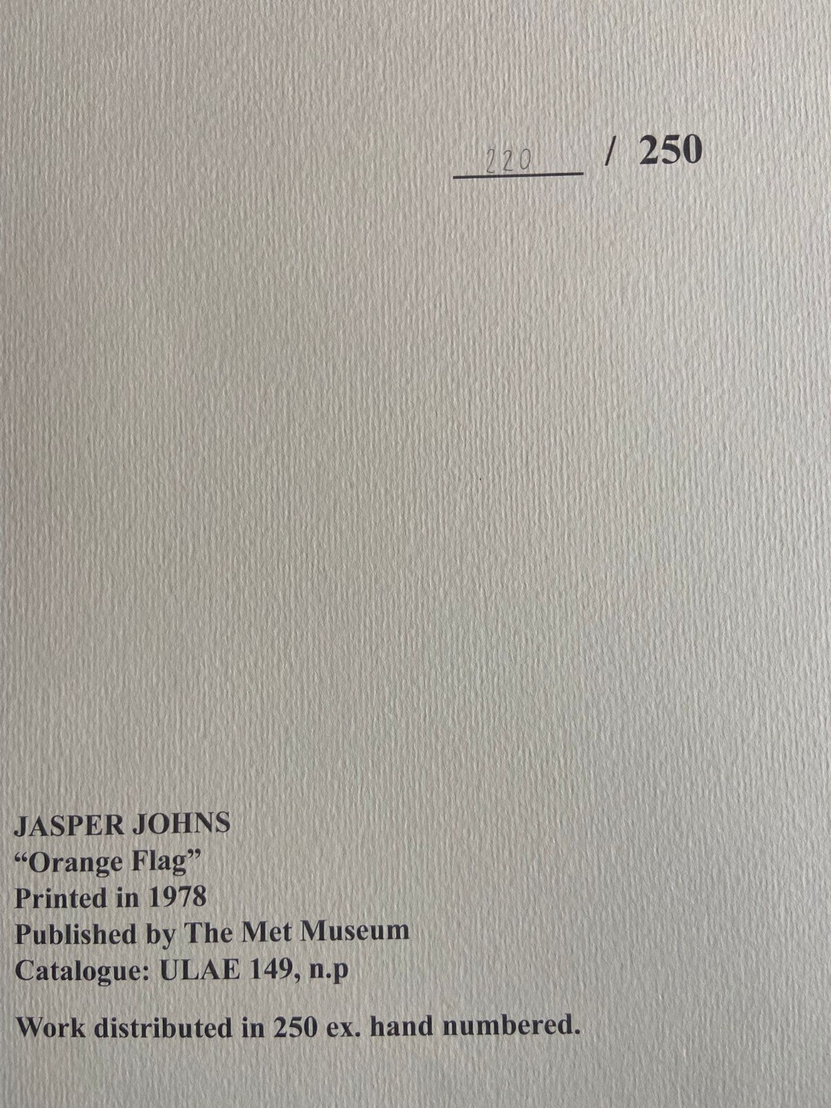 Jasper Johns Lithograph Met Museum Coa Numbered Crayon Signed Op