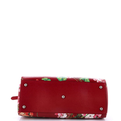 Gucci Bamboo Shopper Tote Blooms Print Leather Medium