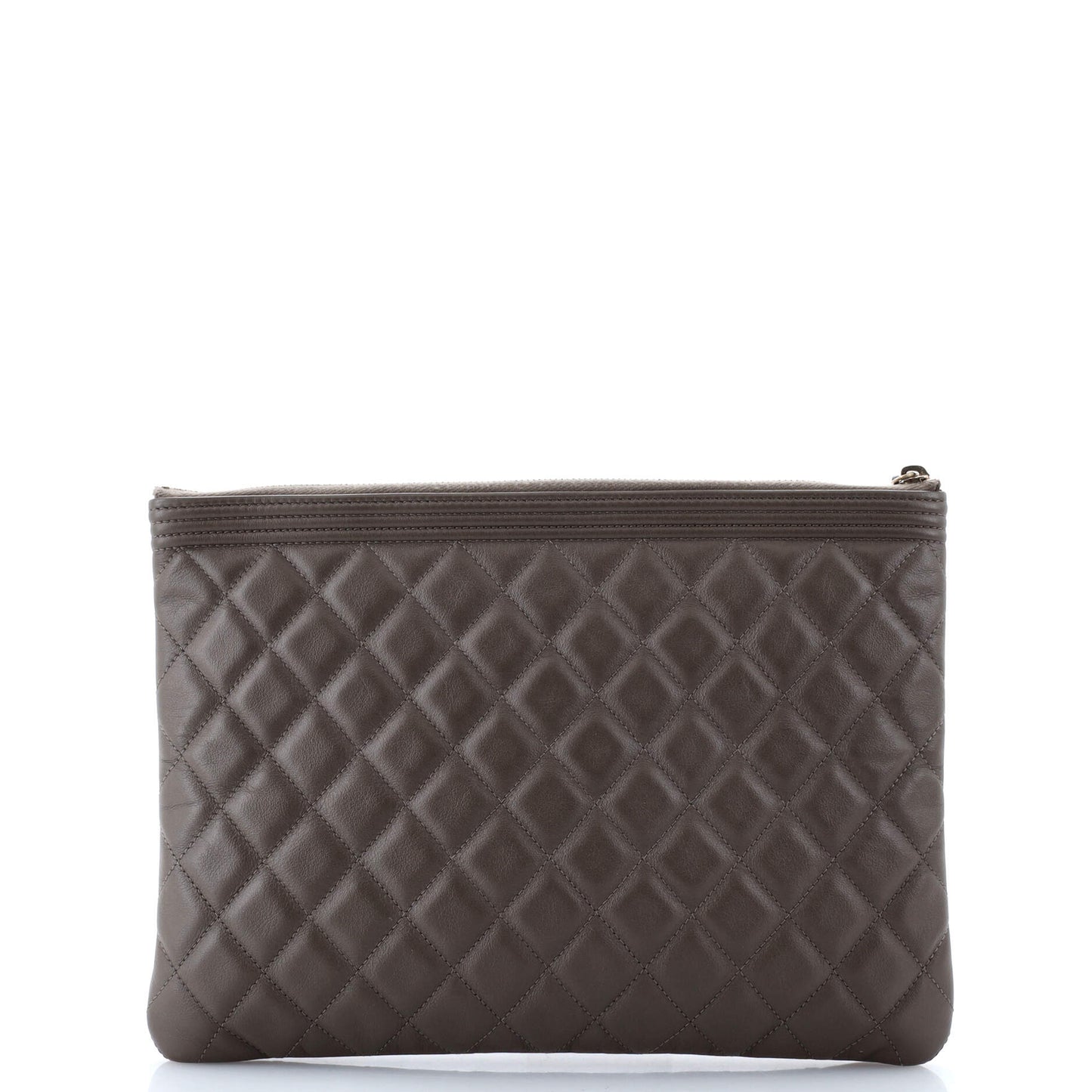 Chanel Boy O Case Clutch Quilted Lambskin Medium