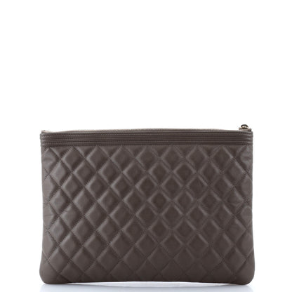 Chanel Boy O Case Clutch Quilted Lambskin Medium