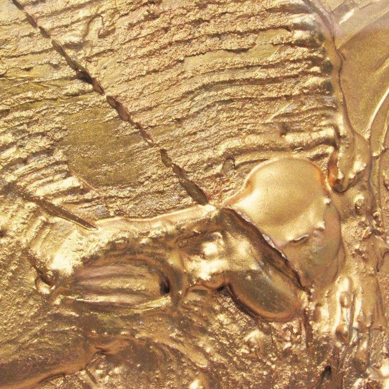 Keiko Nelson "Energy" Mixed Media Relief Gold Abstract Art Signed Modern Usa