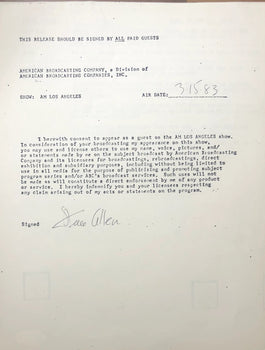 Steve Allen Autographed Contract (Jsa)