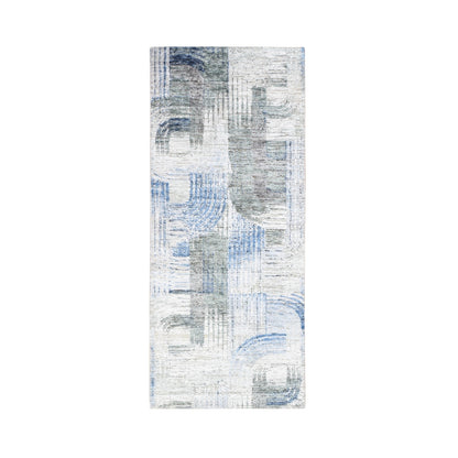 2'8"X6'1" The Intertwined Passage Handmade Silk & Text Wool Runner Rug