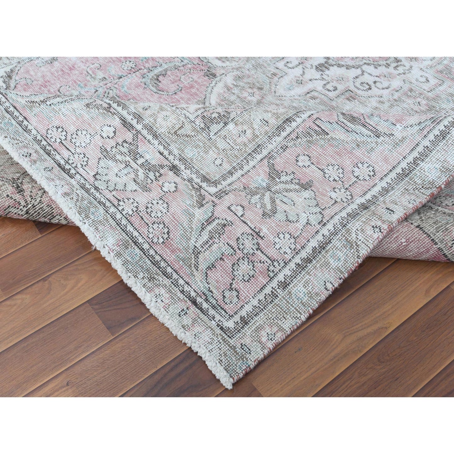 6'4"X9'6" Red Natural Wool Bohemian Farsian Tebraz Medallion Design Rug