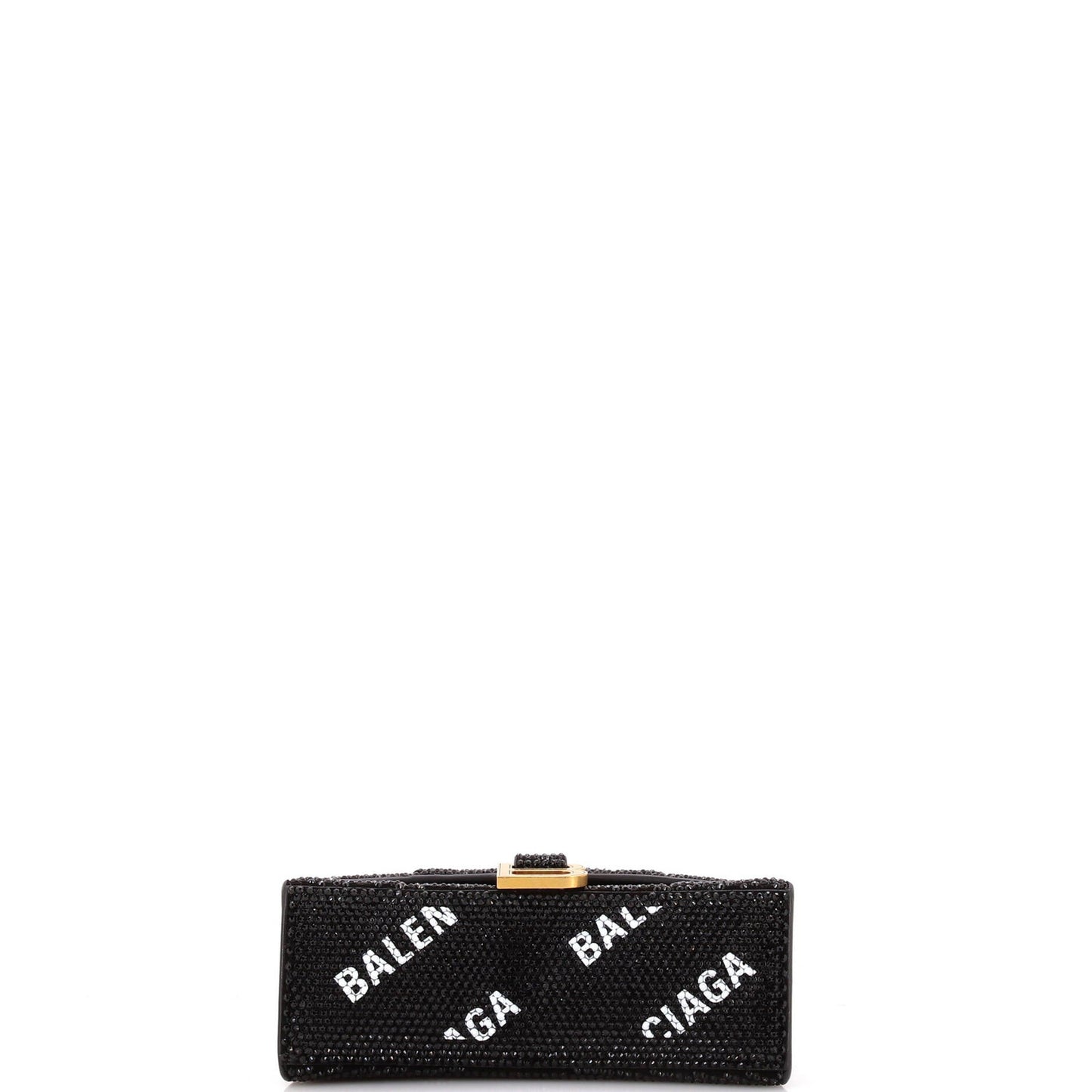 Balenciaga Hourglass Top Handle Bag Suede And Allover Logo Crystals Xs