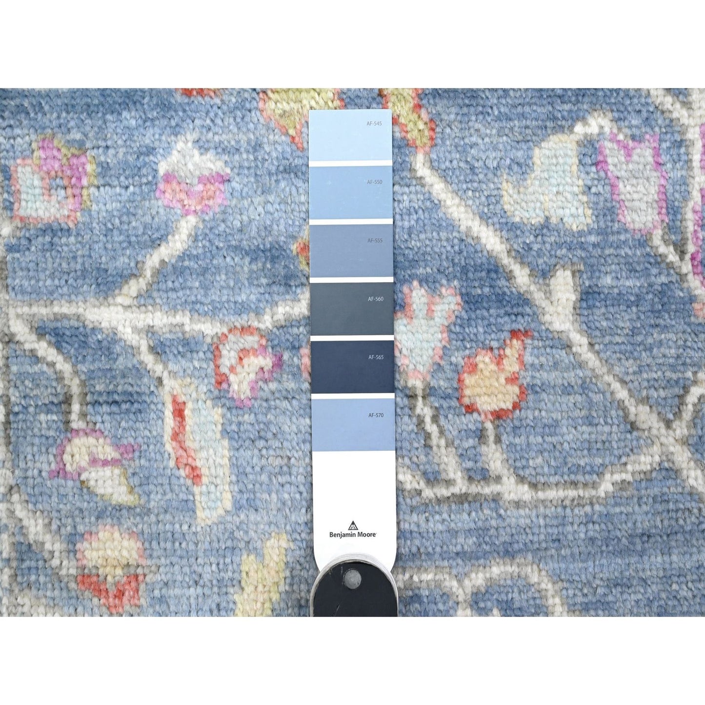 2'9"X15'3" Blue Afghan Angora Oushak Rural Medallions Runner Oriental Rug