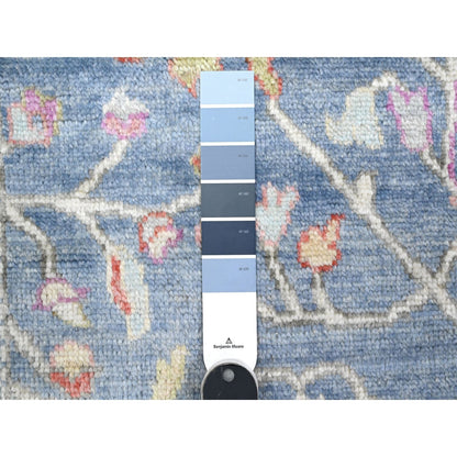 2'9"X15'3" Blue Afghan Angora Oushak Rural Medallions Runner Oriental Rug