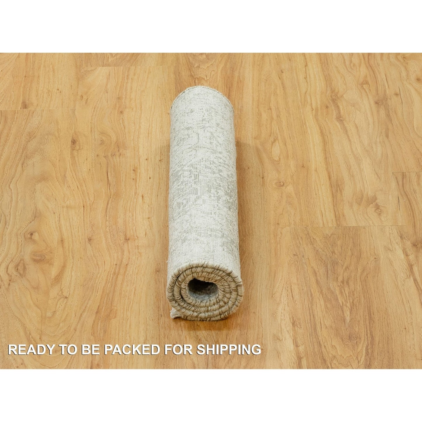 Rug 2'x3'2" Gray Broken Zoroastrian Hand Knotted Wool and Silk Oriental