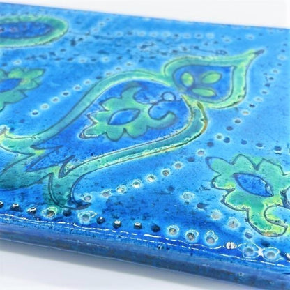 Vintage Bitossi Aldo Londi Box Blue & Green Art Pottery Trinket Box Mid Century