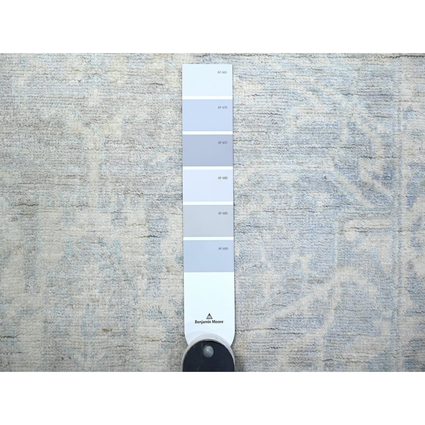 2'6"X11'7" Gray White Wash Peshawar Hand Knotted 100% Wool Runner Rug