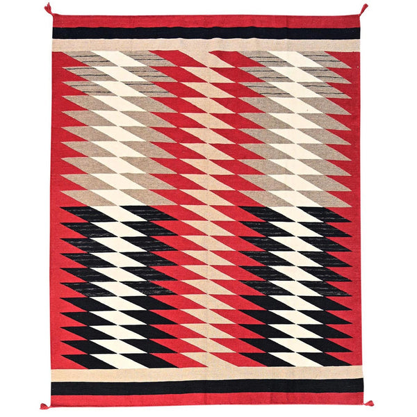 8'X10' Ivory Pure Wool Rug American Indian Southwest Hand Woven Flat Weave