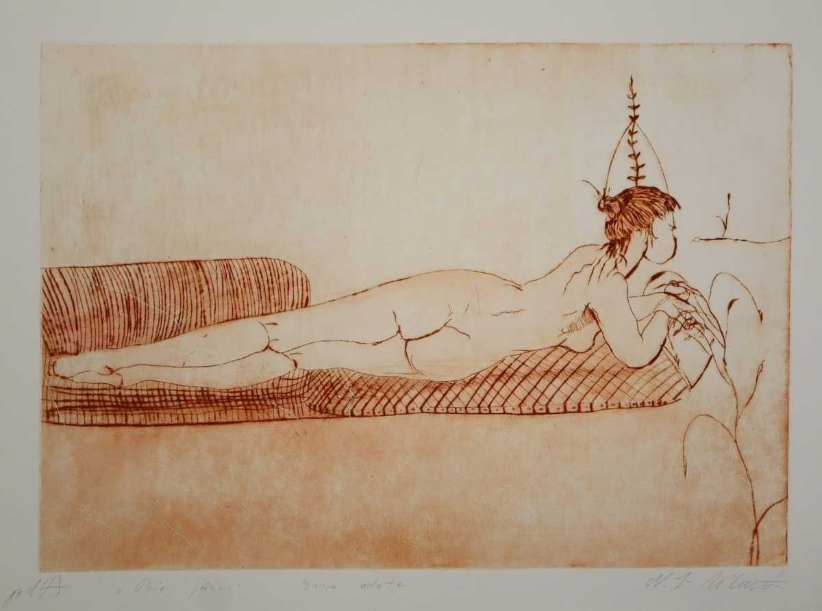 Nijole Vilutiene Near The Sea Etching 19972004 Signed Lithuanian Female Art