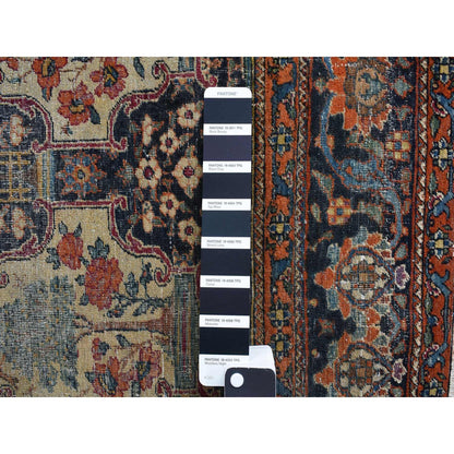 4'1"X6'4" Midnight Blue Antique Zoroastrian Pure Wool Hand Knotted Rug