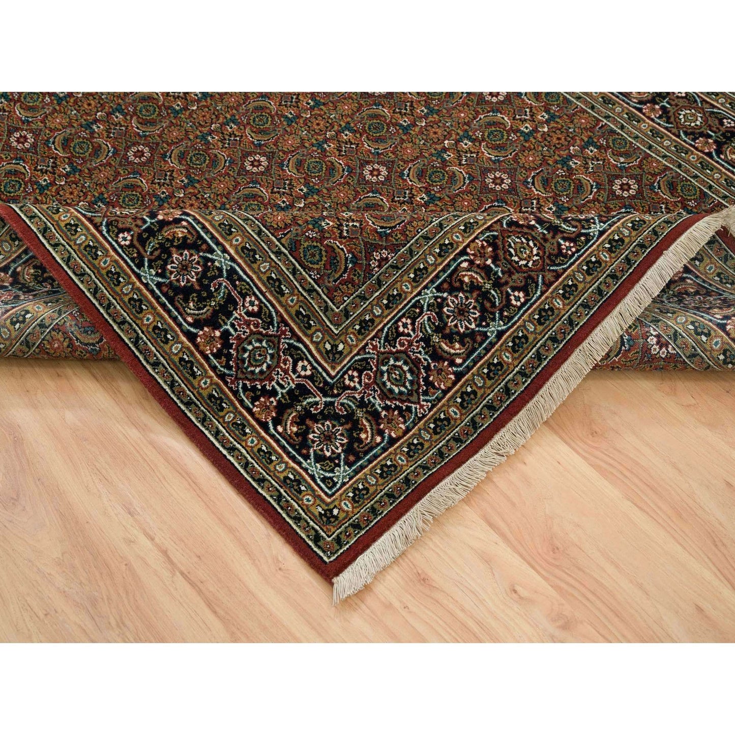 6'X9'5" Red Herrita Hand Knotted 250 Kpsi Wool Oriental Rug