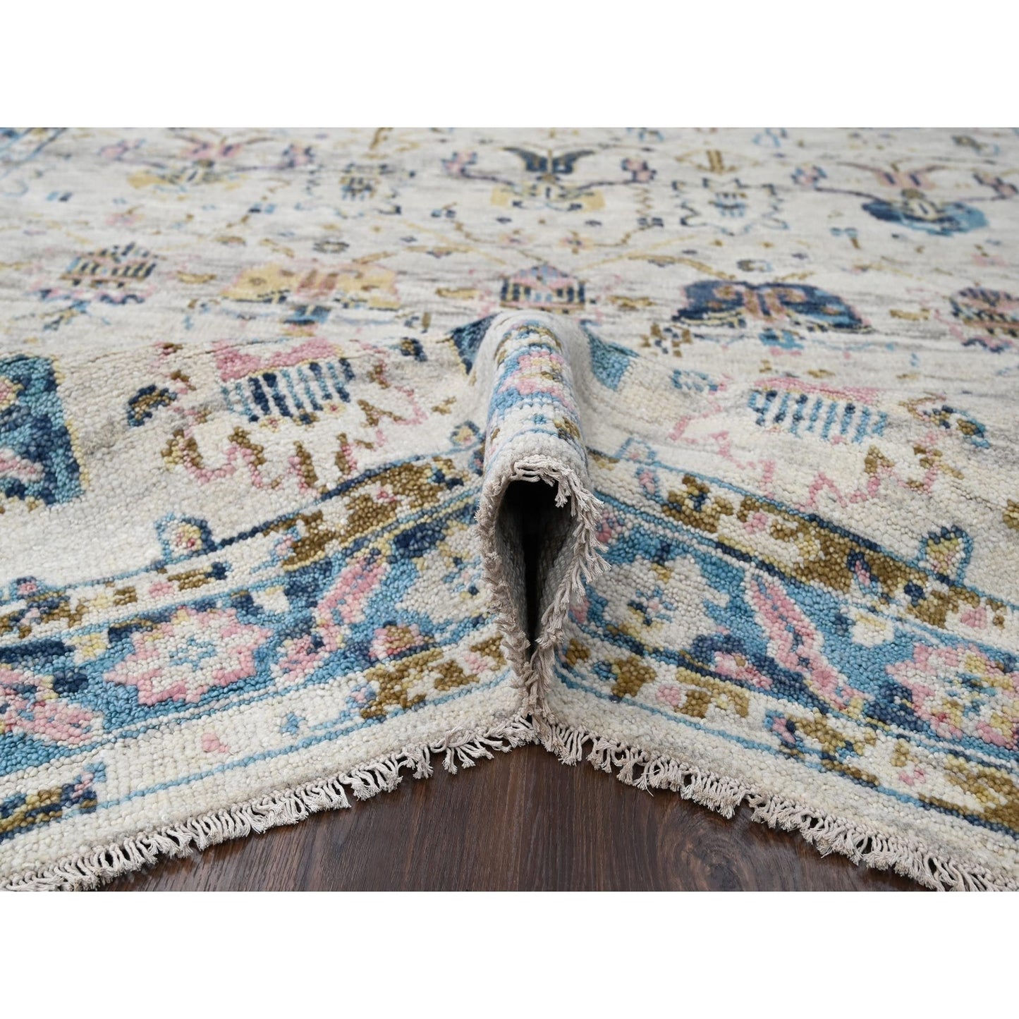 Rug 7'10"x9'10"Ivory Hand Knotted Wool Natural Dyes Mahal Design Oriental