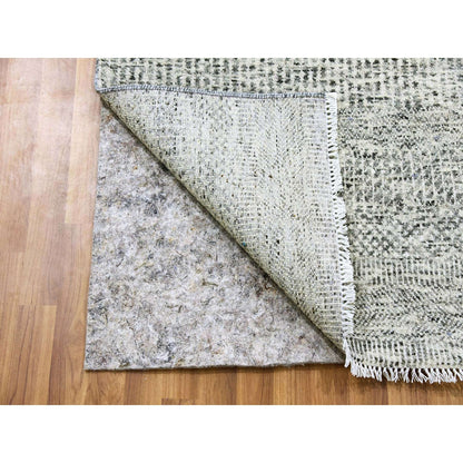 2'6"X23'4" Gray Grass Design Undyed Wool Hand Knotted Xl Runner Rug