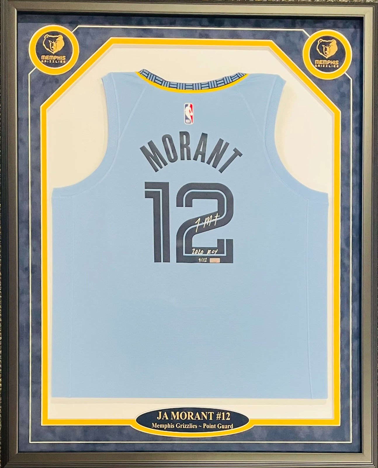Ja Morant "2020 Roy" Autographed Framed Memphis Grizzlies Jersey (Panini)