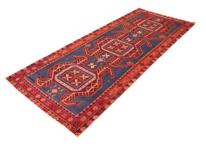 Semi-Antique Oriental Runner Rug Tribal Geometric Kitchen Hallway Decor 4X10 ft