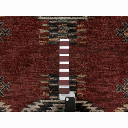 2'7"X7'10" Red Southwest Design Wool Hand Knotted Runner Piled Rug