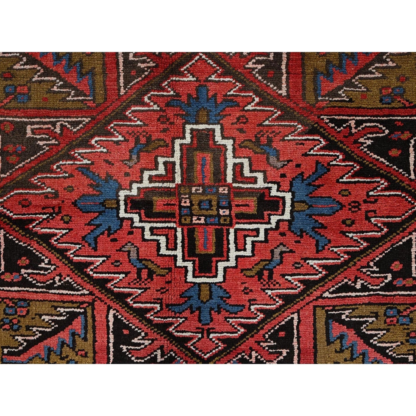 7'6"X10'7" Burnt Peanut Red Vintage Zoroastrian Heris Hand Knotted Rug