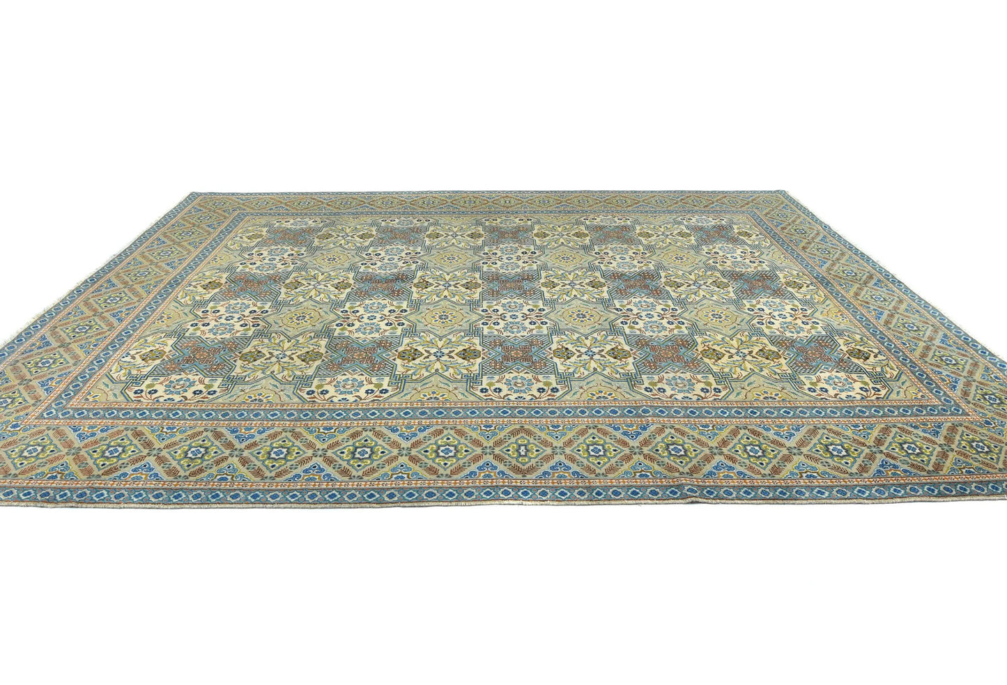 Semi Antique Wool Oriental Rug 9X12 Ft Floral
