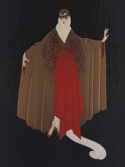 Erte Place De L'Opera " Poster Art Deco Black, Brown, Red